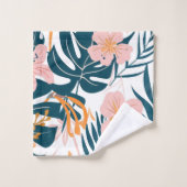 Boho Tropische Blätter Blumen Badhandtuch Set (Waschlappen)
