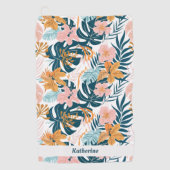 Boho Tropische Blätter Blumen Golfhandtuch (Vorderseite)