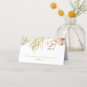 Boho-Tropische Blumen- und Palmenhochzeit Platzkarte