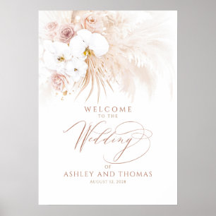 Boho-Tropische Blumige Elegante Hochzeits-Willkomm Poster