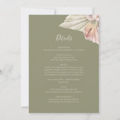 Boho tropische botanische Elfenbein und Grün alles Einladung (Rückseite)