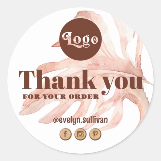 boho tropische Dankeschön Aufkleber (Vorderseite)