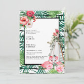 Boho-Tropische Flamingo-Hochzeitseinladung Save The Date (Stehend Vorderseite)