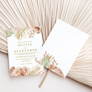 Boho-Tropische-Floral- und Palm-Terrakotta-Hochzei Einladung