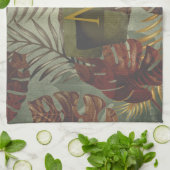 Boho tropische Monstera Palmenblatt 70er Jahre Som Geschirrtuch (Gefaltet)