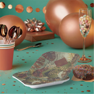 Boho tropische Monstera Palmenblatt 70er Jahre Som Pappteller