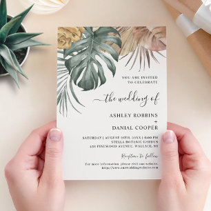 Boho Tropische Oase verlässt Hochzeit Einladung
