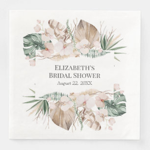 Boho Tropische Orchidee und Monstera Papier Servie Serviette