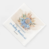 Boho tropische Pampas-Teddy tragen florale Babydus Serviette (Ecke)