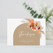 Boho tropische Pampasgras verbrannten orange rosti Dankeskarte (Stehend Vorderseite)