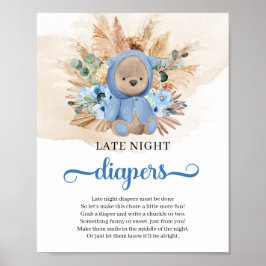 Boho tropische Teddy Bär Spate Night Diapers Spiel Poster