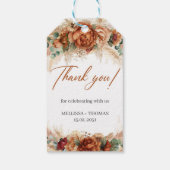 Boho tropische Terracotta Kupfer Blumenzwiebelhoch Geschenkanhänger (Rückseite)