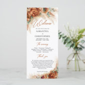 Boho tropische Terracotta pampas eucalyptus Hochze Programm (Stehend Vorderseite)