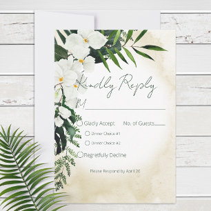 Boho-Tropische-Wasserfarbenen-Hochzeit am Strand RSVP Karte