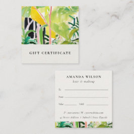 Boho-Tropisches-Blattwerk Botanisches Geschenk Zer Quadratische Visitenkarte