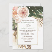 Boho-Tropisches-Blumen-Wüsten-Chic-QR-Code-Hochzei Einladung (Vorderseite)