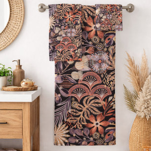 Boho-Tropisches Blumenmuster Badhandtuch Set