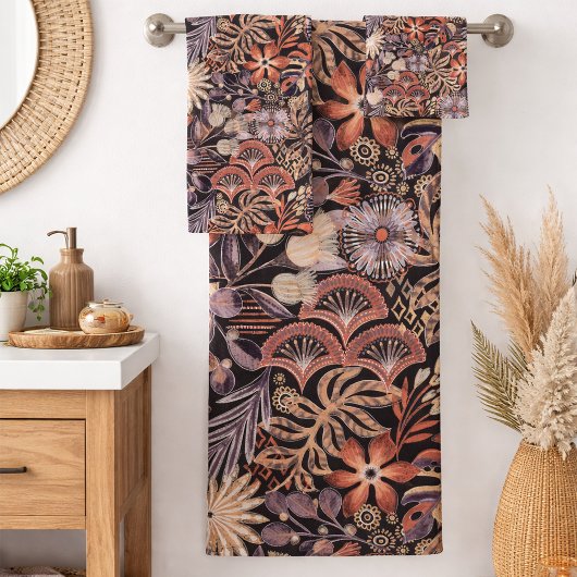 Boho-Tropisches Blumenmuster Badhandtuch Set