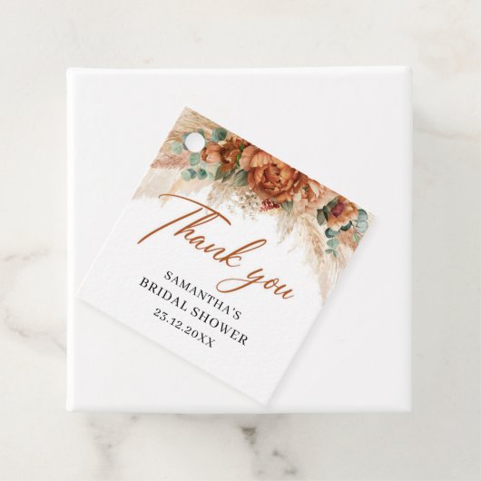 Boho tropisches Pampas-Gras-Kupfer-Brautparty Geschenkanhänger (Beispiel)