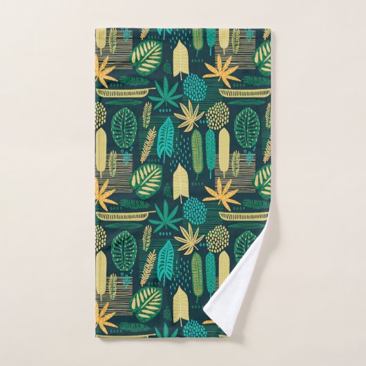 Boho Tropix Blues: Fette Blätter Badhandtuch Set (Handtuch)