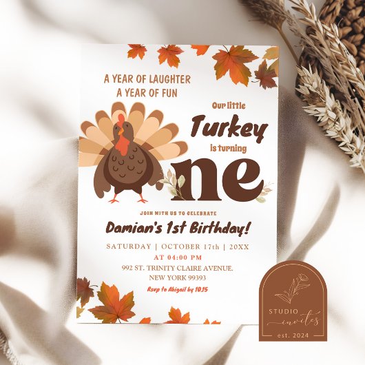 Boho Turkey First Birthday Boy Einladung