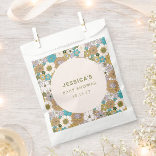 Boho Türkis Braun Floral Süße Babyparty Individuel Geschenktütchen