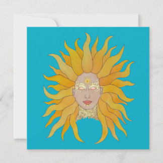 Boho türkisfarbene Goldsonne inspiriert Karte