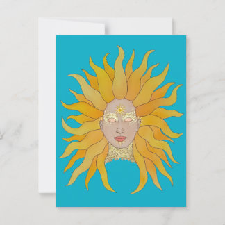 Boho türkisfarbene Goldsonne inspiriert Karte
