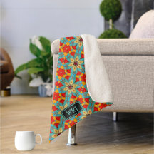 Boho Turquoise Blume Retro Glasfliesen schön