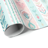 Boho Turquoise, Blush, Aqua, Rose, Aquamarin & Ecr Geschenkpapier (Rolleneckpunkt)