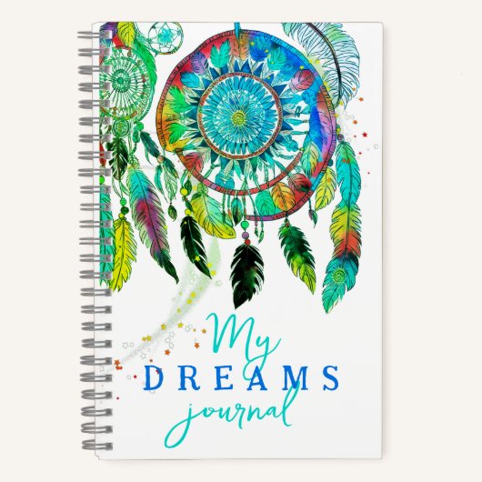 Boho Turquoise Dream Catcher Watercolor Journal Notizblock (Vorderseite)
