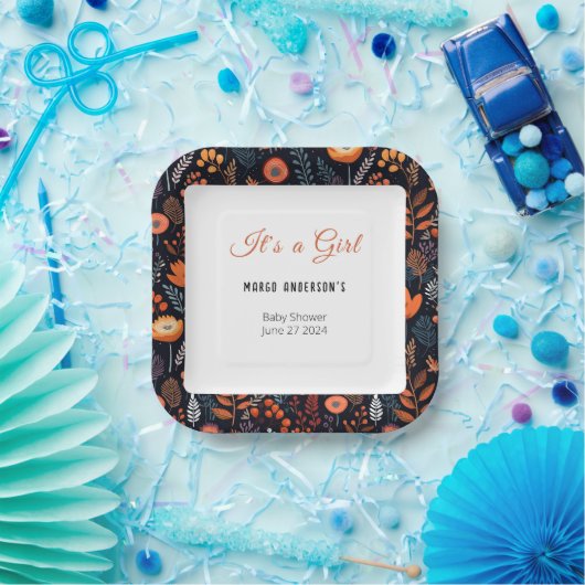 BOHO Turquoise Herbst Blumenmädchen Kinderdusche Pappteller (Party)