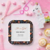 BOHO Turquoise Herbst Blumenmädchen Kinderdusche Pappteller (Party)