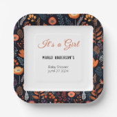 BOHO Turquoise Herbst Blumenmädchen Kinderdusche Pappteller (Vorderseite)