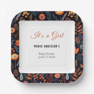 BOHO Turquoise Herbst Blumenmädchen Kinderdusche Pappteller