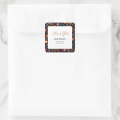 BOHO Turquoise Herbst Blumenmädchen Kinderdusche Quadratischer Aufkleber (Tasche)