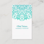 Boho Turquoise Mandala Massagetherapeut Visitenkarte (Vorderseite)