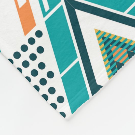 Boho Turquoise Mustard Ethnic Abstrakt Monogram Fleecedecke (Ecke)