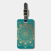 Boho Turquoise Peach Mandala Gepäckanhänger (Vorderseite vertikal)