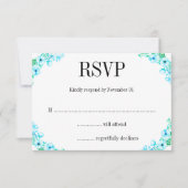 Boho Turquoise Poppies und Ferns Wedding RSVP Karte (Vorderseite)