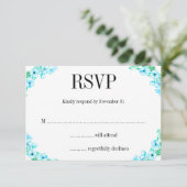 Boho Turquoise Poppies und Ferns Wedding RSVP Karte (Stehend Vorderseite)