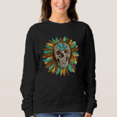 Boho Turquoise skull sunflower turquoise Gypsy Sou Sweatshirt (Vorderseite)