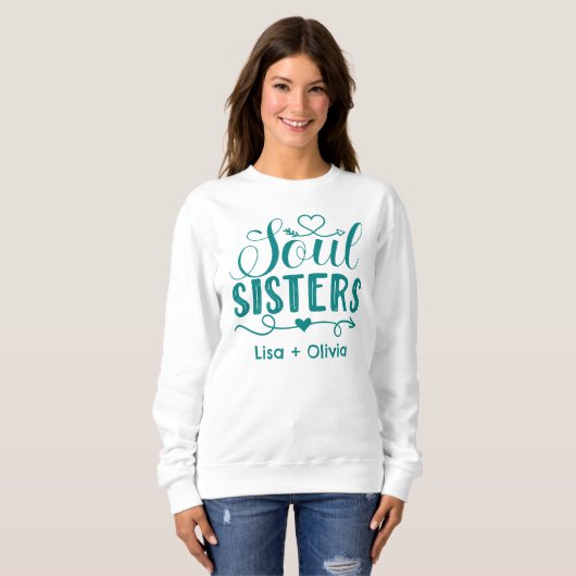 Boho Turquoise Soul Sisters Script Individuelle Na Sweatshirt (Vorne ganz)