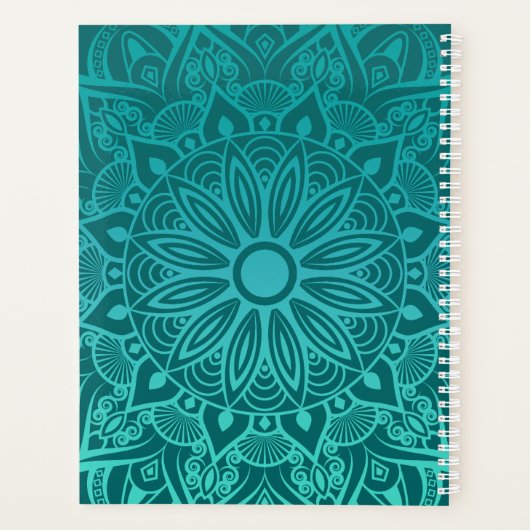 Boho Turquoise und Aquamarin Mandala Life Coach Pl Planer (Rückseite)