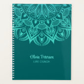 Boho Turquoise und Aquamarin Mandala Life Coach Pl Planer (Vorderseite)