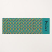 Boho Turquoise und Gold marokkanische Tile Yogamatte (Vorderseite (Horizontal))