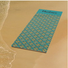 Boho Turquoise und Gold marokkanische Tile Yogamatte