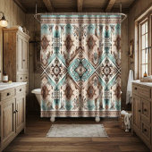Boho Turquoise Western Shower Curtains, Home Decor Duschvorhang