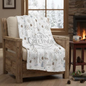 Boho Twigs & Pinecone Weihnachtsausweis986 Fleecedecke