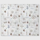 Boho Twigs & Pinecone Weihnachtsausweis986 Geschenkpapier (Flach)